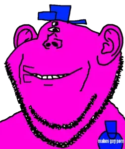 graystove, gapejak, impish soyak ears, wholesome soyjak, 1soyjak, award, bald, beard, blue hat, closed mouth