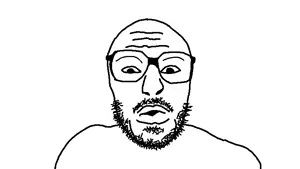 unknown, 1soyjak, bald, black eyes, front view, glasses, looking at you, mustache, open eyes, open mouth