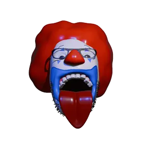 wazajak, spinnerz!, 1soyjak, 3d, animated, beard, black eyes, clown, clown makeup, clown nose