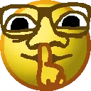 punkjak, nuurumoji, bald, black eyes, emoji, finger, finger over mouth, front view, half open mouth, hand