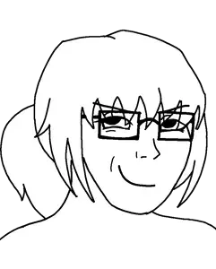 soyak, soygirl, femjak, bangs, black eyes, eyelashes, female, front view, glasses, hair