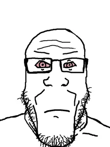 markiplier soyjak, 1soyjak, angry, bald, closed mouth, crazed, crazy, crazy eyed, forehead lines, frown