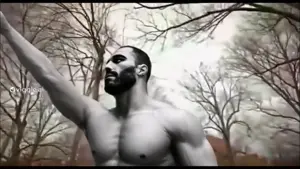 gigachad, irl soyjaks, angry, beard, buff, college, glasses, gray skin, hoodie, irl background