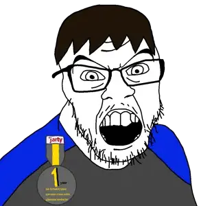 jake, feraljak, natejak, 1, 1soyjak, angry, badge, brown hair, clothes, front view