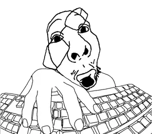 darren, fisheyejak, fusionjaks, 1soyjak, bald, black eyes, front view, glasses, half body, hands