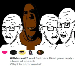 rapeson, cobson, soyak, hornyson, soyak (concerned), rapeson, 4soyjaks, bald, black background, black skin