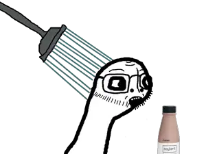 unknown, bottle, drink, glasses, open mouth, plastic bottle, shower, soy, soyjak, soylent