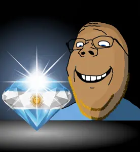 gapejak, wholesome soyjak, 1soyjak, argentina, bald, black background, blue eyes, brown skin, excited, forehead lines