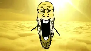 markiplier soyjak, longplier, calm, 1soyjak, calm, chin, clouds, floating, floating head, front view