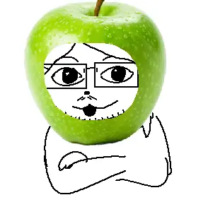 glegle, gleglejak, apple, black eyes, clothes, crossed arms, food, front view, fruit, furry