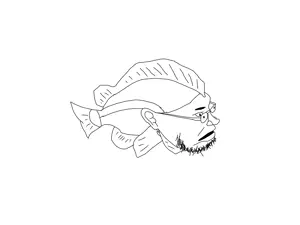 unknown, 1soyjak, animal, bald, bass, black eyes, ear, fins, fish, full body