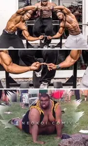 leviathan, anime, arms, beard, belly, biceps, big belly, buff, chairs, clothes