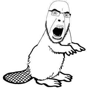 cobson, feralbeaver, animaljaks, 1soyjak, angry, animal, bald, beaver, black eyes, fat