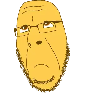 cobson, soymoji, brown eyes, closed mouth, emoticon, glasses, looking up, puppy eyes, sad, soyjak