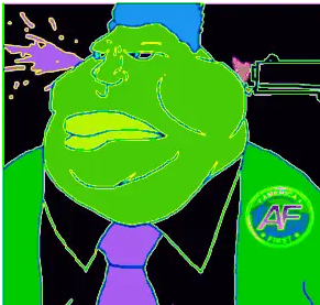 groyper, meximutt, 1soyjak, 3dgifmaker, america first, animated, big lips, brown hair, brown skin, closed mouth