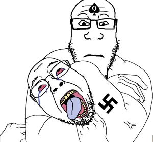 bernd, markiplier soyjak, neutralplier, the weak should fear the strong, 2soyjaks, ack, arm, buff, choke hold, closed mouth