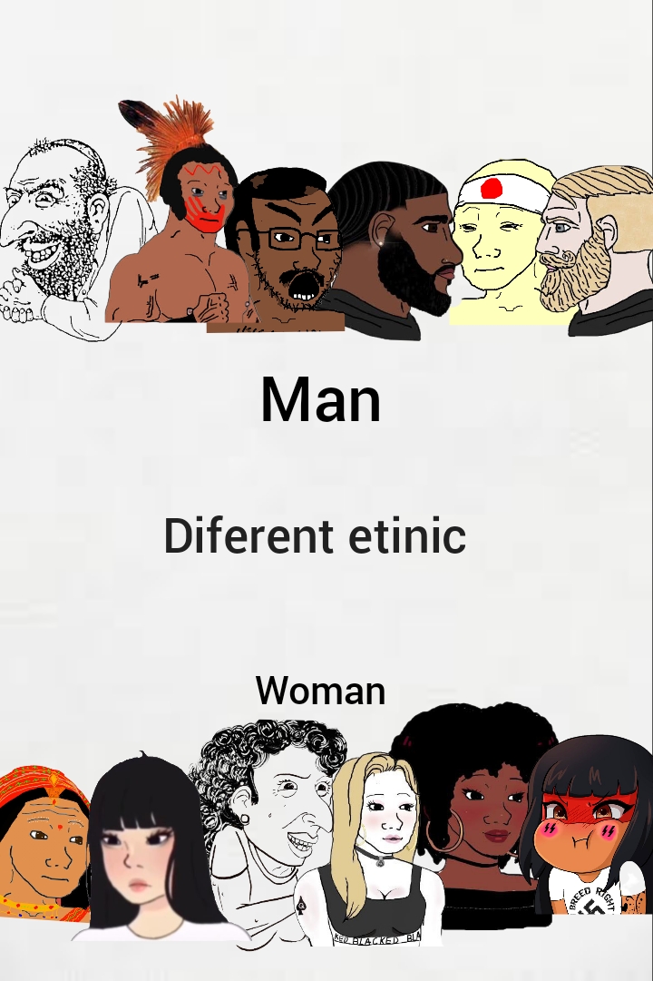 black tradcath, happy merchant, tradwife wojak, wojak, yes chad, soyak, all etics, angry, asian, black skin