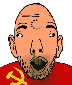 fantajak, fanta rat, 1soyjak, bald, black eyes, boogers, commie, communism, front view, lazy eye
