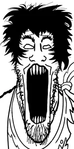 markiplier soyjak, schizojak, 1soyjak, black hair, front view, gaping mouth, hair, medium hair, messy hair, no pupils