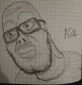 mr noob, a24 slowburn soyjak, 1soyjak, a24, a24 slowburn, bald, black eyes, chin, closed mouth, clothes