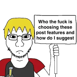 285998 - soybooru.com - 1soyjak badge black_eyes blonde_hair closed_mouth clothes front_view frown glasses gray_shirt hair half_body hand holding_object holding_sign looking_at_you nate_higgers natejak neutral open_eyes sign skinny soyak so.png