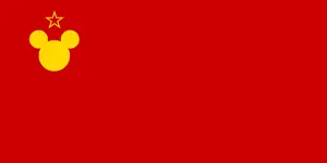 mickey mouse, communism, flag, front view, mouse, mouse ears, red background, star, communimickey, soviet union