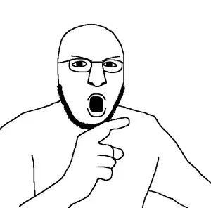 reactorjak, unknown, 1soyjak, angry, arms, bald, black eyes, hands, looking at you, no teeth