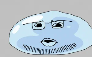 doughjak, 1soyjak, bald, blue skin, eyebrows, glasses, gray background, half open mouth, imminent rape, nigger lips