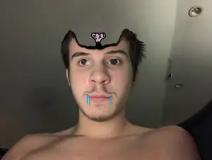 black eyes, black hair, brainlet, closed mouth, distorted, drool, front view, hair, head dent, irl background