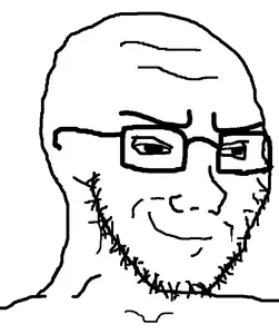 soyak, soyak (irritated), soyak (smug), 1soyjak, bald, closed mouth, eyelids, forehead lines, glasses, half closed eyes
