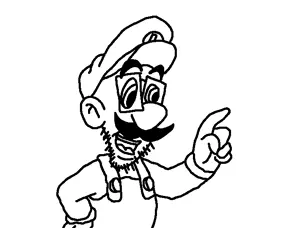 luigi, unknown, 1soyjak, aliased, bald, black eyes, clothes, coloring book, glasses, half body