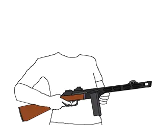 accessory, arm, cleavage, clothes, gun, half body, hands, holding gun, holding object, no head