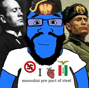 markiplier soyjak, science lover, 1soyjak, anti nazi, beard, benito mussolini, black hair, blue skin, closed mouth, clothes