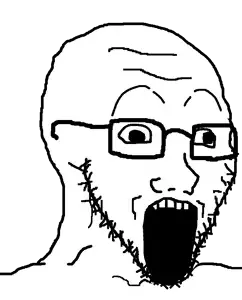 soyak, 1soyjak, bald, black eyes, eyebrows, forehead lines, gaping mouth, glasses, nose, open eyes