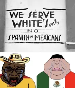 meximutt, no more brother wars, closed eyes, closed mouth, clothes, crying, english text, glasses, half body, hat