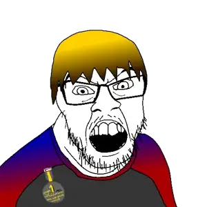 feraljak, natejak, 1 year on bald men with glasses website, angry, blonde hair, clothes, eyebrows, glasses, gradient, hair