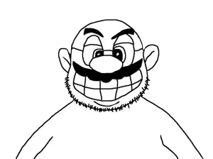 mario, rapistmario, useful soys, 1soyjak, big nose, closed mouth, ears, evil, evil smile, fat