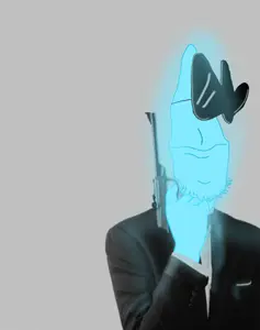 wildwoodyjak, glowie, 1soyjak, almost full body, bald, blue skin, cia noon, closed mouth, clothes, covered eyes