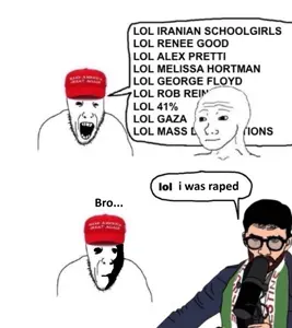 wojak, soyak, unknown, i was raped yesterday, black eyes, black hair, bro..., charlie kirk, closed mouth, glasses