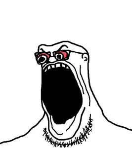 gigaboy, gigachad, unknown, gigajak, 1soyjak, angry, bald, bloodshoot eyes, buff, frown