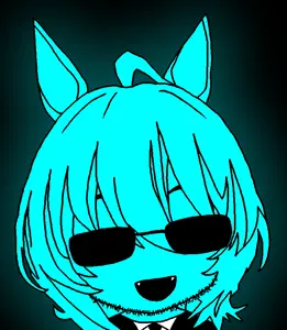 agnes tachyon, honse, glowie, 1soyjak, animal, anime, black background, black glasses, blue hair, blue skin