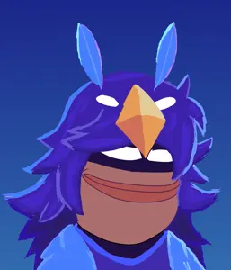 apollo, alula, alula (oneshot), pepe, 1nas, alula (oneshot), beak, blue background, closed mouth, drawfag