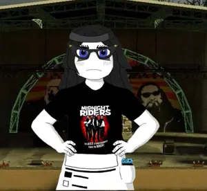 soytan, 1soyjak, beanie, black beanie, black hair, closed mouth, clothes, concert, dark carnival, glasses