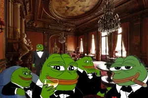 pepe, alcohol, amphibian, animal, black eyes, cigar, closed mouth, clothes, drink, fancy