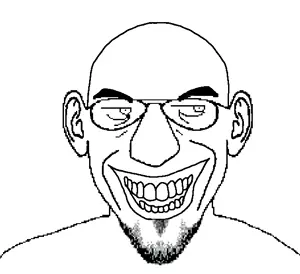susjak, ear, glasses, grin, open mouth, soyjak, stubble, video game