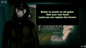 rockstar (no im not a human), ignatius, 1soyjak, beard, black eyes, black hair, chubby, closed mouth, clothes, couch