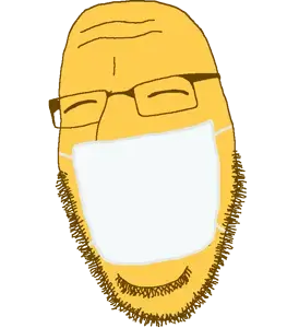 cobson, soymoji, closed eyes, ear, emoticon, glasses, mask, mouth mask, no mouth, sick