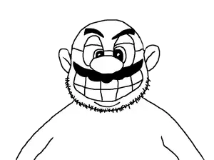 mario, rapistmario, useful soys, 1soyjak, big nose, closed mouth, ears, evil, evil smile, fat