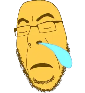 cobson, soymoji, closed eyes, ear, emoticon, glasses, open mouth, sleeping, soyjak, stubble