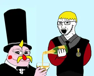 mykola, nate higgers, pepe, soyak, natejak, 1 year on bald men with glasses website, alcohol, background, blonde hair, bowtie